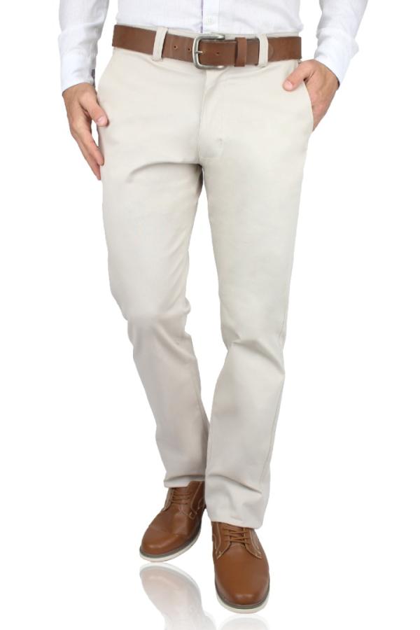 Pantalón De Vestir Con Bolsas Color Arena Regular Stretch Para Hombre